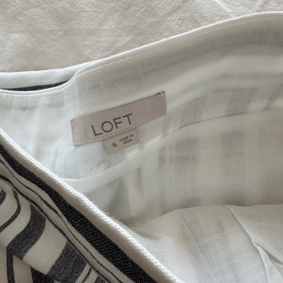 Loft Navy + White Striped Midi Skirt with Belt - Picture 7 of 8